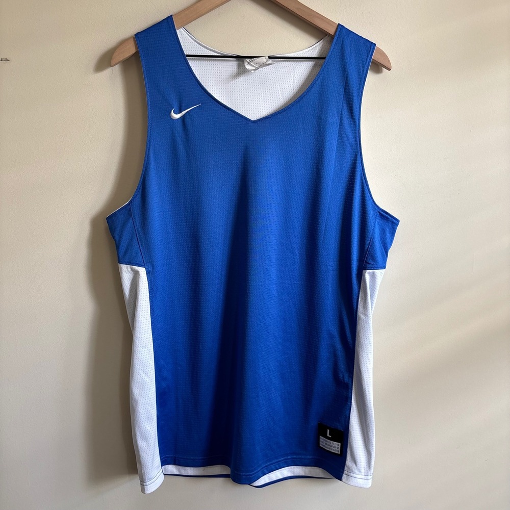 Nike Team Basketball Reversible Jersey Blue White Mesh Tank 867766-494 Mens L